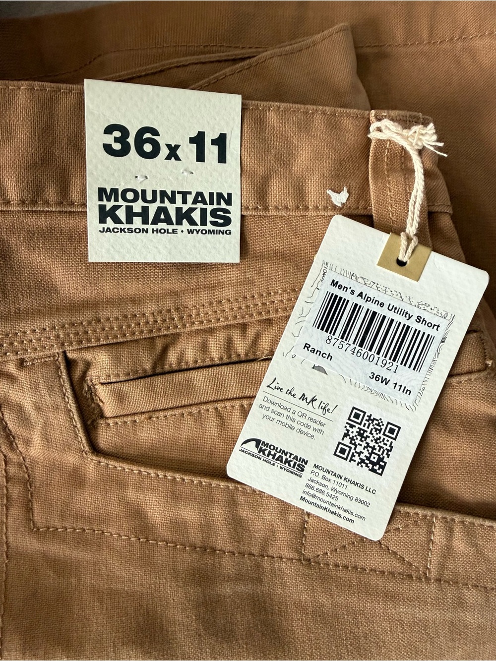 Mountain Khakis Mens 36x11 Alpine Utility Shorts Brown Khaki Cotton Canvas NWT - Picture 4 of 5
